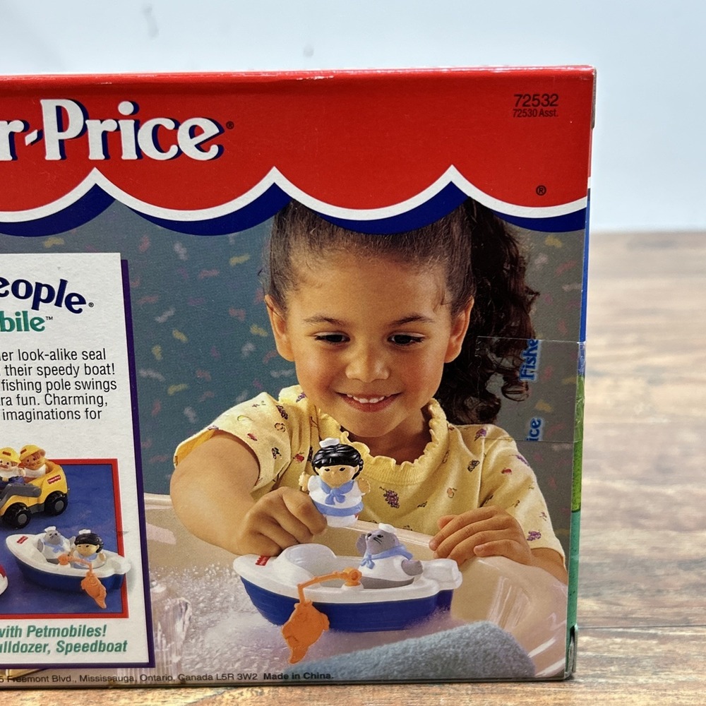 VTG 1996 Fisher Price Little People Petmobile Speedboat Fish Rare New #72532 - Picture 9 of 13
